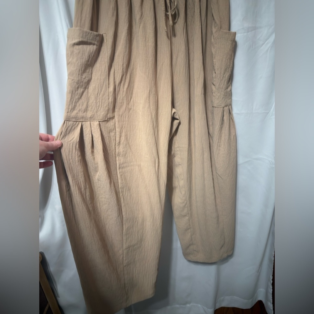 Merokeety tan wide leg cargo trouser M - Picture 9 of 13